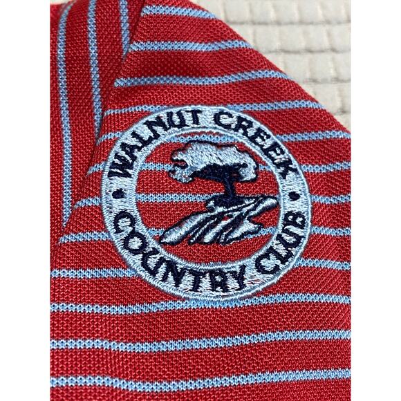 Fennec Polo Shirt Performance Golf Red Gray Striped Short Sleeve Men's Large - Picture 5 of 8